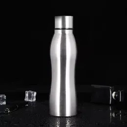 Silver Stainless Steel 1L Bottle - Leak Proof Air Tight Belly Neck Water Bottle for School Office - 1000ml