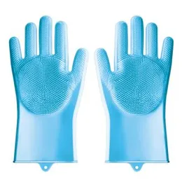 1 Pairs Silicone Cleaning Gloves Reusable Rubber Gloves With Sponge Cleaning Brush Kitchen Household Gloves (Color :Multi 120g)