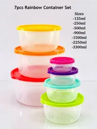 plastic rainbow  food storage box 7pcs (Round )