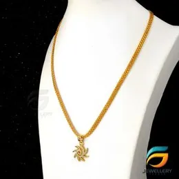 Gold Plated Guaranteed 18/24 inch Bismark Chain 04MM with Star Sun Theme pendant Necklace for ladies.
