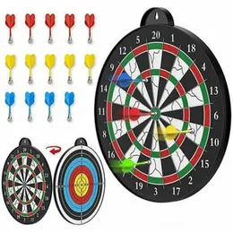 North Shore Dart Board Dart Arrow Set, 4 Arrows, Hard Dart Board, Double-Sided, Party Games, Competitions, Indoor Play, Practice Multicolour