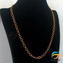 Gold Plated 05mm Plain Link Chain Guaranteed 18 inch Short Stylish Design For Women.