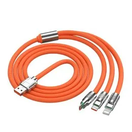 3 in1 Zinc Alloy Cable Super Fast Charging Cable 120W 6A