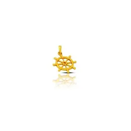 Gold Plated Yellow 3d Ships Wheel Charm Pendant for Women.