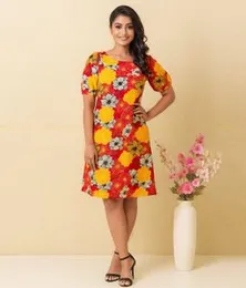 RED WITH YELLOW, WHITE AND BLACK IC Y Frock 01