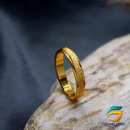 Gold Plated Wedding Band Ring Stainless Steel Matte Ring Jewelry Couple Gift-Gold Heavy Weight High Quality For Women