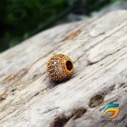 Altın Rengi Kaplama Kaplamalı Gerçek CZ Metal Bakır Yuvarlak dağınık boncuklar DIY Takı Yapımı 20 adet lot başınPendant for Women.