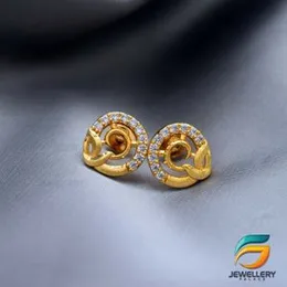 Gold Plated Stylish Beautiful Small Earring With White Stone for Women and Girls Screw Back.