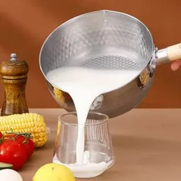 Stainless steel pan Japanese Snow Pan Wooden Handle 16cm