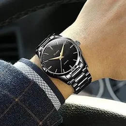 OLEVS Mens Watches Stainless Steel Wristwatch Luminous Analog Quartz Fashion Business Sport Watches for Men, Black,