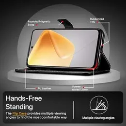 WOW IMAGINE Shock Proof Flip Cover Back Case Cover for Infinix Hot 50i 5G (Flexible | Leather Finish | Card Pockets Wallet & Stand | Black) (FROM INDI