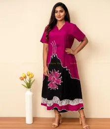 Purple with Black & White Batik Dress 100H