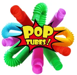 6 Pcs Pop Tubes Sensory Fidget Toy for Kids & Adults - Telescopic Bellows Pull Stretch & Shape for Stress Relief, Autism, ADHD & Anxiety - Multi-Colou