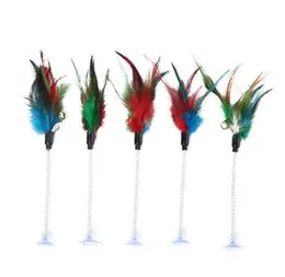 Cat Feather Spring Toy (1 PCS) Toy Spring Feather Plush Interactive Intelligence Toys with Suction Base for Cat and Kitten