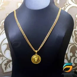 Gold Plated Albert Chain & Lion Pendant Guaranteed 20 inch for Men.