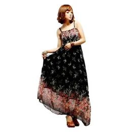 Womens Chiffon Sleeveless Long Maxi Dress Black