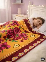 Beautiful Floral Pattern Wool Blanket – Soft & Comfortable (5×6 Double Size)