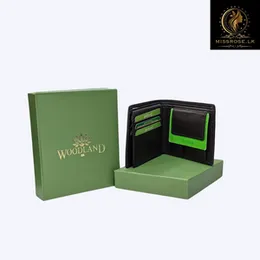 Genuine Leather Slim Trifold Wallets For Men WoodLand
