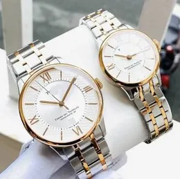 Premium Couple Watches Boy Girl Husband Wife Men Women Gold Silver Two Tone Stainless Steel Watch Quartz Analog Chain Casual Gift Wrist Watches For Ge