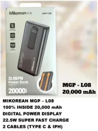 Power bank 20000mah high performance mikorean mobile energy storage battery capacity display