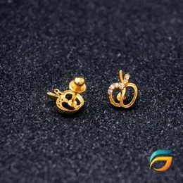 Gold Plated apple Earrings For Ladies With White Stone Fashion Stylish Rich Look Earring For Women.