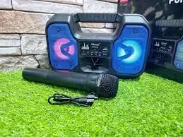 KTS 2206 Portable Wireless Bluetooth Karaoke Speaker with MIC – 20W RGB Light, Dual 3" Drivers, USB/TWS, Rechargeable, Black – Music & Party Speaker