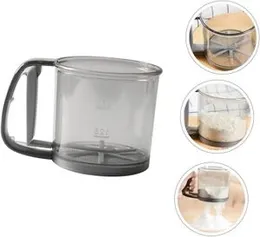 Stainless Steel Fine Mesh Flour Sifter Handheld Sieve Semi Automatic Flour Strainer for Baking Portable Easy to Use Grey