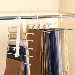 5 in 1 Pants Hanger Multi-Layer S-Style Jeans Trouser Hanger Stainless Steel Clothes Hanger Space Saving for Pants Jeans Scarf Hanging