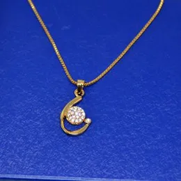 White Stone Pendant with chain Gold plated Rich look Necklaces