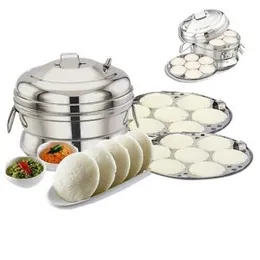 Stainless Steel Idly Maker Idli Panai with 2 Idly Plates (21 Idlies) - Large