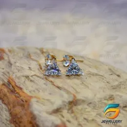 Gold Plated Earring Geometric Triangle Metal Dangle Earrings With Multicolor Stone For Women