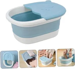 Collapsible Blue Foot Bath Basin for Boys & Girls – Portable Foldable Feet Washing Tub with Massage Soak Bucket – Safe, Easy to Clean Foot Soaker for