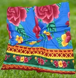 6×5 Plush Fleece Blanket with Vibrant Floral Pattern & Striped Border