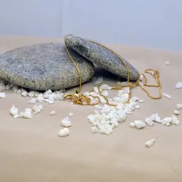 Gold plated Elegant 1mm box chain with Female Love dolpine pendant-24 inch