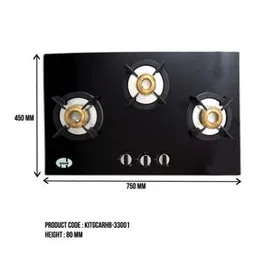 ROUND 3 BURNER BLACK TEM/GAS COOKER, HB-33001