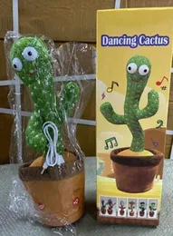 Dancing Cactus Rechargeable Plush Toy Shake Funny Early Education Toy English Songs Cute Plush Toy playing with babies Dance Music Talk back and Light