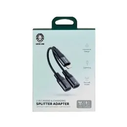 Green Lion 2 in 1 Audio & Charge Lightning Adapter [ Male Lightning to Female Lightning ]