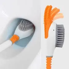 Cute Duck Shape Silicone Toilet Brush 360° Flexible Head Automatic Opening Closing Double-sided Cleaning Tools