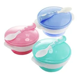 Baby Feeding Bowl with Sucker and Temperature Sensing Spoon