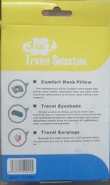 Travel Selection 3 in 1 Comfort Fabric Neck Pillow, Ear Plugs & Eye Shade Mask - Suitable for Train Bus Flight Car etc. (Unisex)