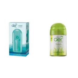 Godrej aer matic, Automatic Air Freshener Kit with flexi control - Cool Surf Blue (225 ml) and Godrej aer matic, Automatic Air Freshener Refill Pack -