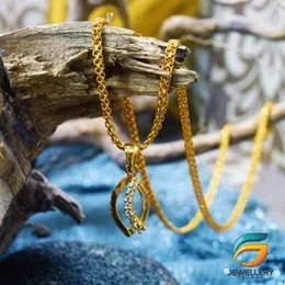 Gold Plated Chain With Pendant 18/24 inch 02MM Bismark Chain with Leaf Pendant Necklace for Ladies & Girl-60cm