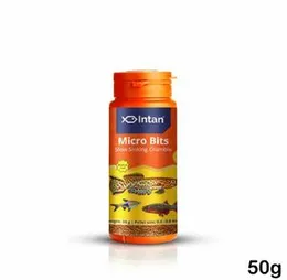 Intan Growel Micro Bits 50g (0.4-0.6mm Slow Sinking Crumble) Highly Nutritious Ornamental Fish Food For Killifish, Tetras, Rasboras, Danios Fish & Sma