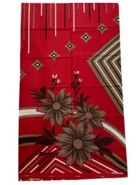 Red floral print silk scarf with beige, brown, and green Material for Women