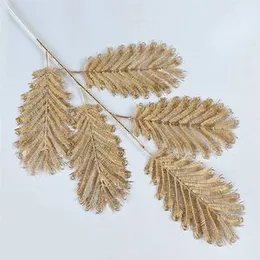HOLLIO Artificial Flowers Artificial Flowers for Home Decor Golden Leaf Fake Flowers Sticks Bunch Decorative Items for Home Decoration, Living Room De