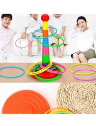 Ring Toss Clown Ferrule Ring Toss Game Wooden Throwing a Ring Toy with 5 Color Plastic Rings for Kids & Adults Indoor or Outdoor Family Fun
