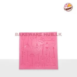 Key Design Silicone Mould – A-155 | 14cm × 14cm | Vintage Fondant Tray | Flexible & Reusable
