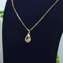 Gold Plated 1mm New Model Box Chain With  Pendant With White Stone For Women.