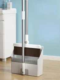 Broom and Dustpan Set,Aiglam Dustpan with Brush Combo,Long Handle for Kitchen Home Office Lobby Floor Cleaning,Sweeping Stand Up Dustpan and Brush Set