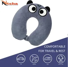 Nitsha Velvet Cute Cartoon U Shape Microfiber Neck Rest Pillow Ideal for Men & Women (Grey)